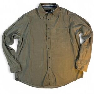 Hathaway Men's Tan Corduroy Long Sleeve 100% Cotton Button Up Size Large